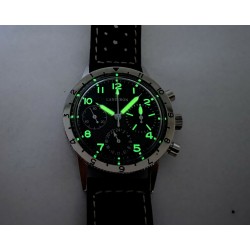 Montre Chronographe Landeron TYPE 20 TRI-COMPAX Mécanique Bracelet Cuir