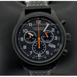 Montre Chronographe Landeron Racing Black PVD Cadran Carbone Mouvement Swiss Ronda
