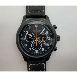 Montre Chronographe Landeron Racing Black PVD Cadran Carbone Mouvement Swiss Ronda