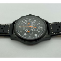 Montre Chronographe Landeron Racing Black PVD Cadran Carbone Mouvement Swiss Ronda