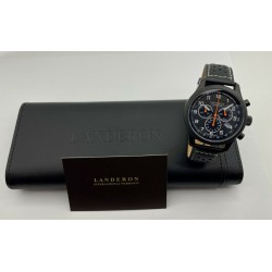 Montre Chronographe Landeron Racing Black PVD Cadran Carbone Mouvement Swiss Ronda