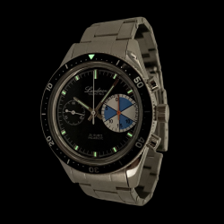 Montre Chronographe Landeron YACHTING PILOTE Mécanique Bracelet Acier Oyster Riveté