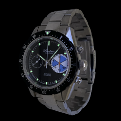Montre Chronographe Landeron YACHTING Verre Saphir Mécanique Bracelet Acier