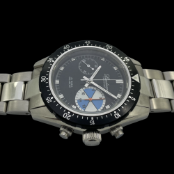 Montre Chronographe Landeron YACHTING Verre Saphir Mécanique Bracelet Acier