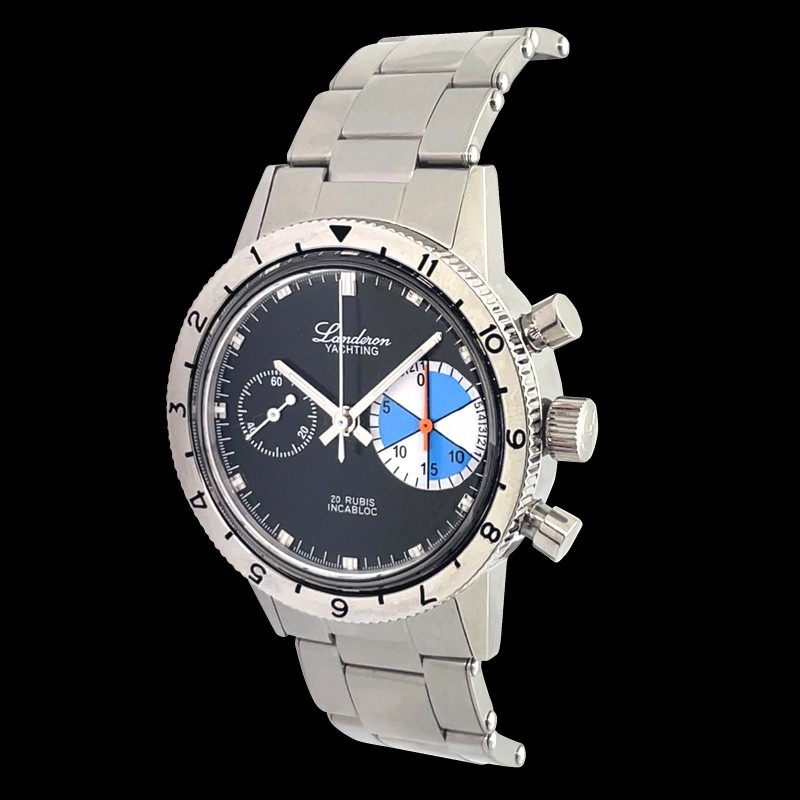Montre Chronographe Landeron Yachting Type 20 Mécanique Bracelet Acier
