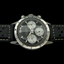 Montre Chronographe Landeron TYPE 20 PANDA TRICOMPAX MECANIQUE Bracelet Cuir