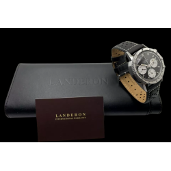 Montre Chronographe Landeron TYPE 20 PANDA TRICOMPAX MECANIQUE Bracelet Cuir